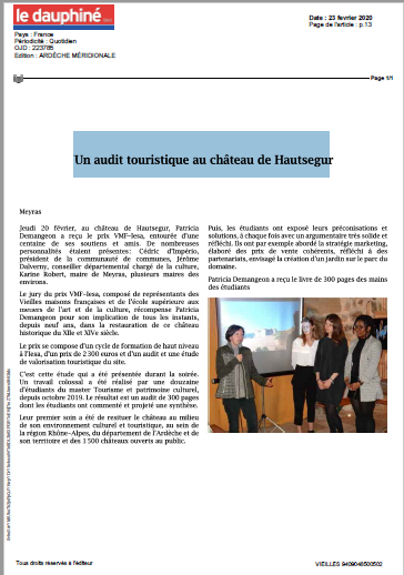 Un audit touristique au château de Hautsegur
