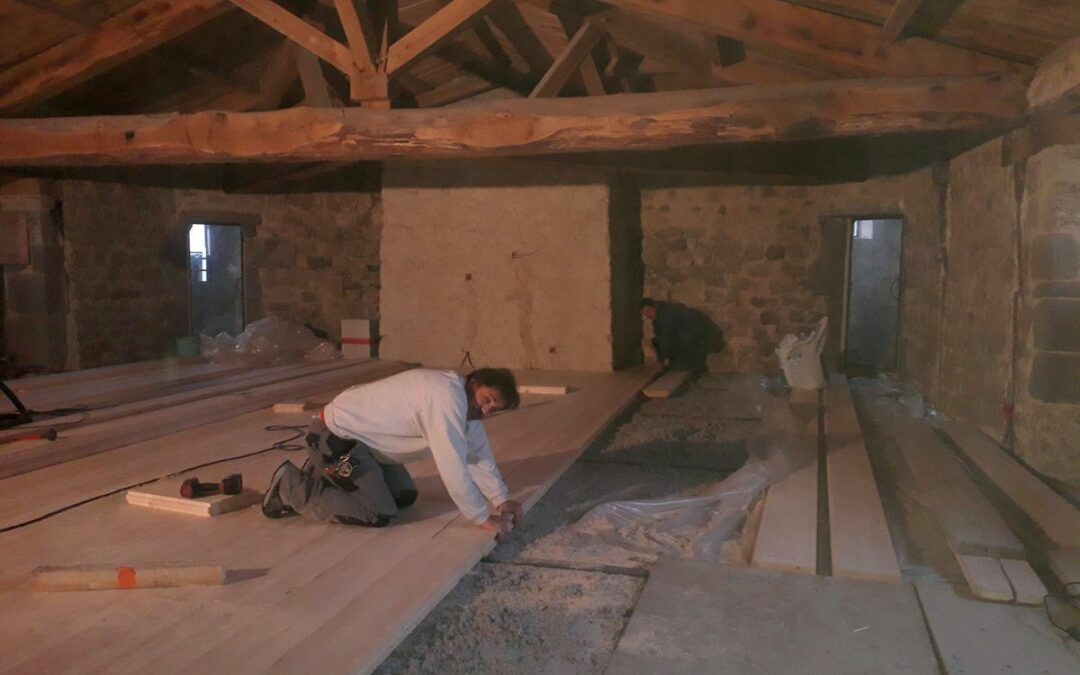 Les travaux réalisés pendant le stage, la fin du chantier du plancher haut